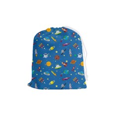 Space Rocket Solar System Pattern Drawstring Pouch (medium) by Apen