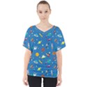 Space Rocket Solar System Pattern V-Neck Dolman Drape Top View1