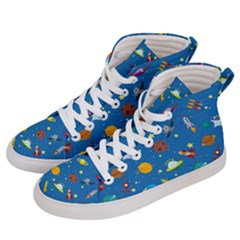 Space Rocket Solar System Pattern Women s Hi-top Skate Sneakers by Apen