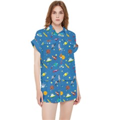 Space Rocket Solar System Pattern Chiffon Lounge Set by Apen