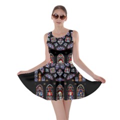 Chartres Cathedral Notre Dame De Paris Stained Glass Skater Dress by Maspions