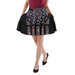 Chartres Cathedral Notre Dame De Paris Stained Glass A-line Pocket Skirt