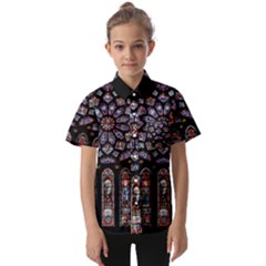 Chartres Cathedral Notre Dame De Paris Stained Glass Kids  Short Sleeve Shirt