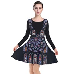 Chartres Cathedral Notre Dame De Paris Stained Glass Plunge Pinafore Dress by Maspions