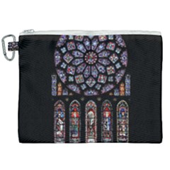 Chartres Cathedral Notre Dame De Paris Stained Glass Canvas Cosmetic Bag (xxl)