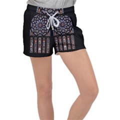 Chartres Cathedral Notre Dame De Paris Stained Glass Women s Velour Lounge Shorts