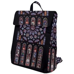 Chartres Cathedral Notre Dame De Paris Stained Glass Flap Top Backpack by Maspions