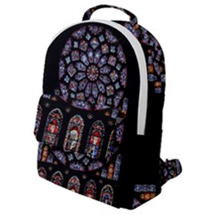 Chartres Cathedral Notre Dame De Paris Stained Glass Flap Pocket Backpack (small)