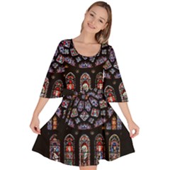 Chartres Cathedral Notre Dame De Paris Stained Glass Velour Kimono Dress