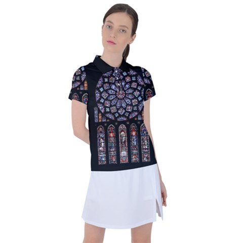 Chartres Cathedral Notre Dame De Paris Stained Glass Women s Polo T-shirt by Maspions