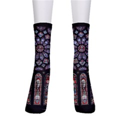 Chartres Cathedral Notre Dame De Paris Stained Glass Crew Socks by Maspions