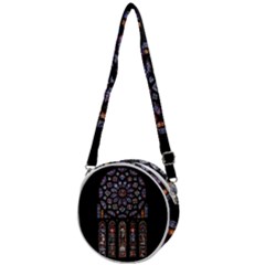 Chartres Cathedral Notre Dame De Paris Stained Glass Crossbody Circle Bag by Maspions