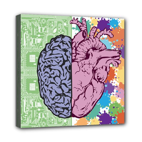 Brain Heart Balance Emotion Mini Canvas 8  X 8  (stretched)