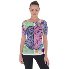 Brain Heart Balance Emotion Shoulder Cut Out Short Sleeve Top