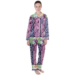 Brain Heart Balance Emotion Women s Long Sleeve Satin Pajamas Set	