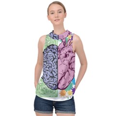 Brain Heart Balance Emotion High Neck Satin Top