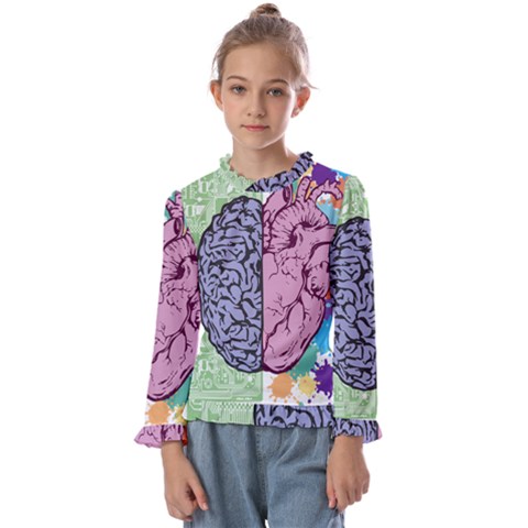 Brain Heart Balance Emotion Kids  Frill Detail T-shirt by Maspions