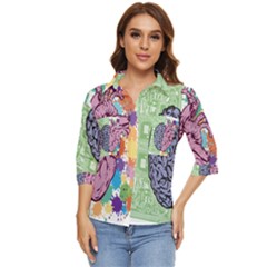 Brain Heart Balance Emotion Women s Quarter Sleeve Pocket Shirt