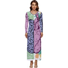 Brain Heart Balance Emotion Long Sleeve Longline Maxi Dress