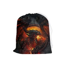 Dragon Fire Fantasy Art Drawstring Pouch (large)