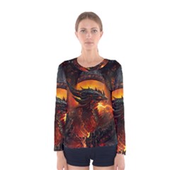 Dragon Fire Fantasy Art Women s Long Sleeve T-shirt