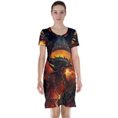 Dragon Fire Fantasy Art Short Sleeve Nightdress