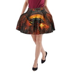 Dragon Fire Fantasy Art A-line Pocket Skirt by Maspions