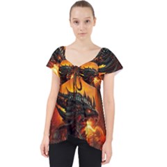 Dragon Fire Fantasy Art Lace Front Dolly Top