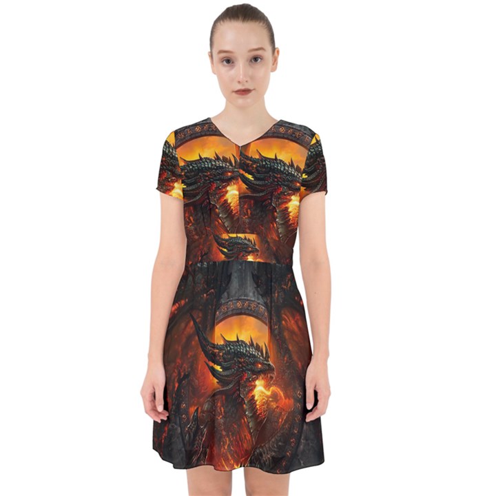 Dragon Fire Fantasy Art Adorable in Chiffon Dress