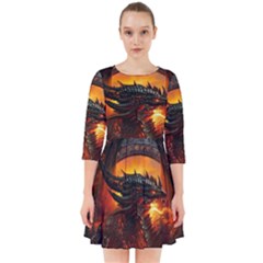 Dragon Fire Fantasy Art Smock Dress