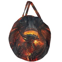 Dragon Fire Fantasy Art Giant Round Zipper Tote