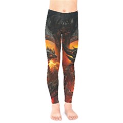 Dragon Fire Fantasy Art Kids  Leggings