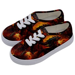 Dragon Fire Fantasy Art Kids  Classic Low Top Sneakers