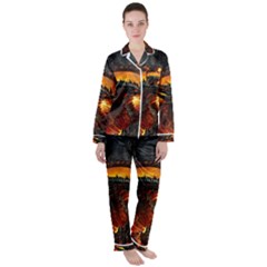 Dragon Fire Fantasy Art Women s Long Sleeve Satin Pajamas Set	 by Maspions