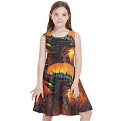 Dragon Fire Fantasy Art Kids  Skater Dress