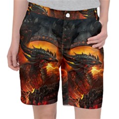 Dragon Fire Fantasy Art Women s Pocket Shorts