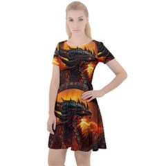 Dragon Fire Fantasy Art Cap Sleeve Velour Dress 