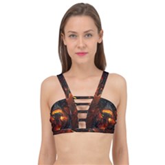 Dragon Fire Fantasy Art Cage Up Bikini Top by Maspions