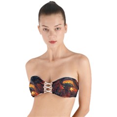 Dragon Fire Fantasy Art Twist Bandeau Bikini Top