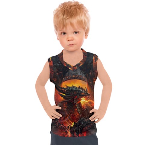 Dragon Fire Fantasy Art Kids  Sport Tank Top by Maspions