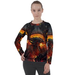 Dragon Fire Fantasy Art Women s Long Sleeve Raglan T-shirt