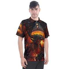 Dragon Fire Fantasy Art Men s Polo T-shirt