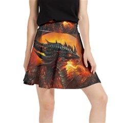 Dragon Fire Fantasy Art Waistband Skirt