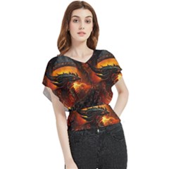 Dragon Fire Fantasy Art Butterfly Chiffon Blouse