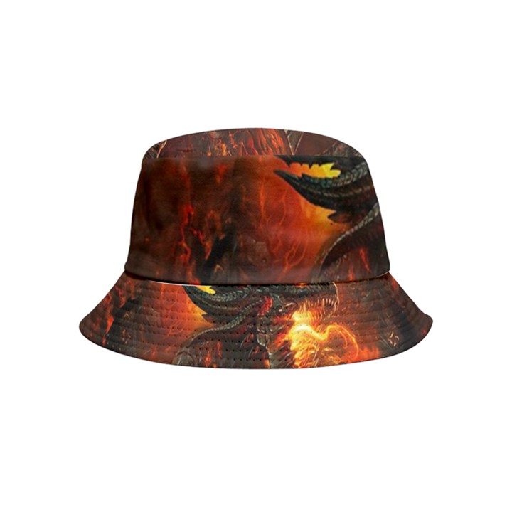 Dragon Fire Fantasy Art Inside Out Bucket Hat (Kids)