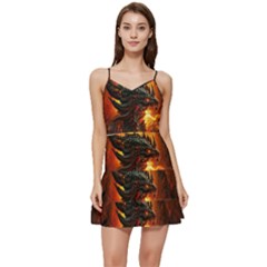 Dragon Fire Fantasy Art Short Frill Dress