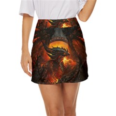 Dragon Fire Fantasy Art Mini Front Wrap Skirt