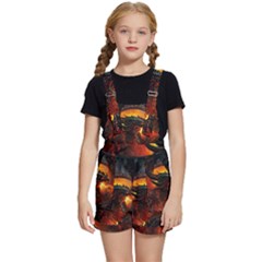 Dragon Fire Fantasy Art Kids  Short Overalls