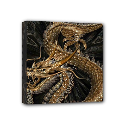 Fantasy Dragon Pentagram Mini Canvas 4  X 4  (stretched)