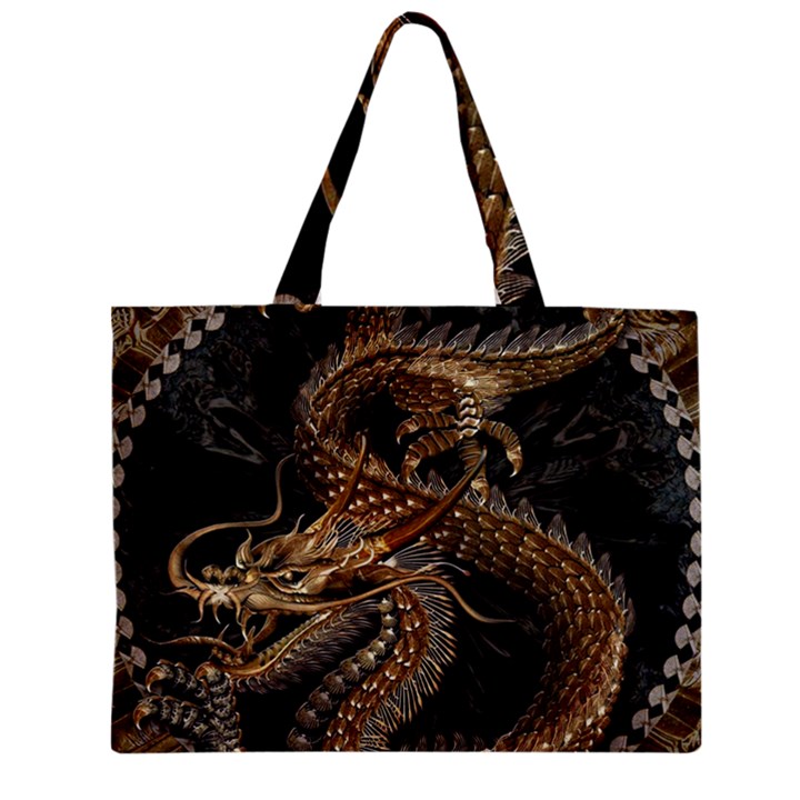 Fantasy Dragon Pentagram Zipper Mini Tote Bag